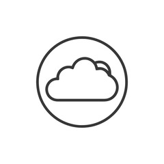 Poster - Cloud Icon in Circle: Simple Line Art for Weather or Data
