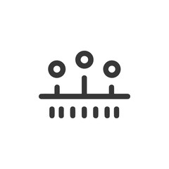 Poster - Minimalist Data Visualization Icon: Three Circles Above Horizontal Line with Vertical Bars