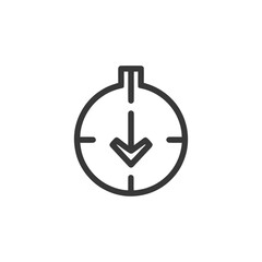 Poster - Minimalist Downward Arrow Icon Inside Circular Target, Isolated on White Background