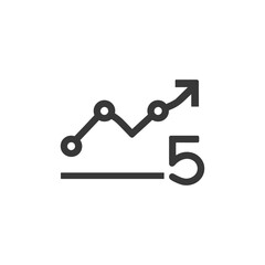 Poster - Ascending Graph with Number Five: Business Growth Icon Illustration