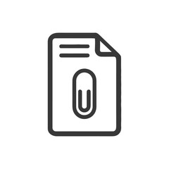 Poster - Minimalist Document Icon with Paperclip, Dark Outline on White Background