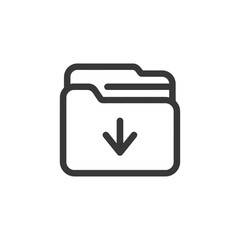 Poster - Download Folder Icon: Simple, Bold Outline with Arrow