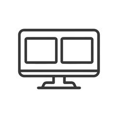 Poster - Dual-Screen Monitor Icon: Minimalist Line Art for Technology Interface