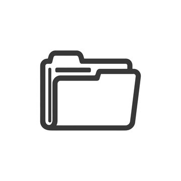 Minimalist Folder Icon: Clean, Bold Outline on White Background for Data Storage