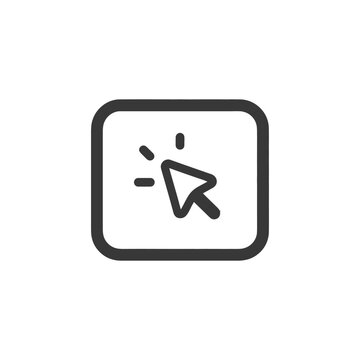 Click Icon in Rounded Square, Dark Gray, Simple Design