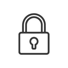 Poster - Bold Outline Padlock Icon on White Background, Security Symbol