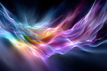 Poster - Colorful waves of light swirl through darkness, creating a captivating visual spectacle
