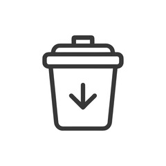 Poster - Download Icon: Simple Outline of a Trash Can with Arrow