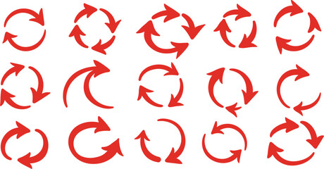 Poster -  Red Circular Arrows Set - Refresh, Recycle, & Loop Icons AI Generative