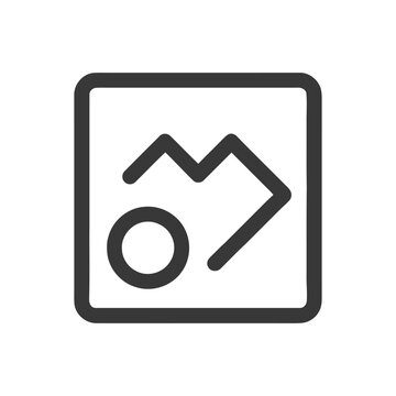 Minimalist Icon: Circle, Zigzag Line, and Rounded Square Frame in Dark Gray