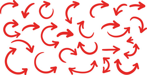 Poster - Title: Red Hand Drawn Arrows - Dynamic Directional & Curved Set AI Generative