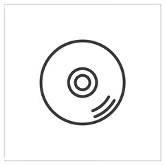 Poster - Minimalist CD Icon: Sleek Black Outline on White Background, Modern Design