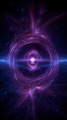 Poster - Abstract Digital Visual of a Vibrant Purple and Blue Energy Vortex with Light Circles and Particle Effects in a Cosmic Space Background