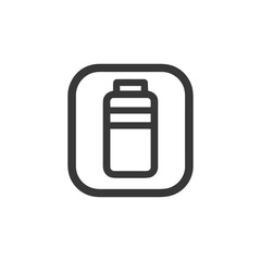 Poster - Minimalist Battery Icon in Rounded Square Frame, Black Outline on White
