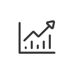 Poster - Ascending Graph Icon: Upward Trend with Arrow, Minimalist Design on White Background