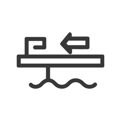 Poster - Minimalist Icon of a Bridge with Arrow, Water Waves, and Geometric Design