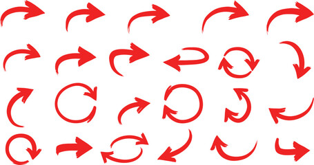Poster - Red Arrows Diverse Set - Hand Drawn Directional & Circular AI Generative