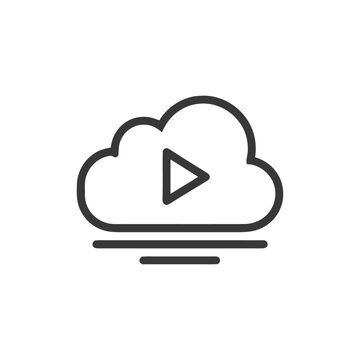 Cloud-Based Video Streaming Icon: Minimalist Play Button within a Cloud Symbol