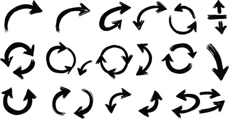 Poster - Black Hand Drawn Arrow Collection - Diverse Directions & Recycle AI Generative