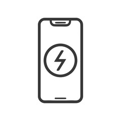 Poster - Minimalist Smartphone Icon with Charging Symbol, Black and White Design