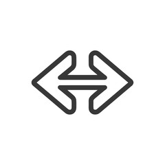 Poster - Symmetrical Double Arrow Icon: Left-Right Directional Symbol on White