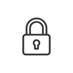 Poster - Simple Black Outline of a Padlock on White Background