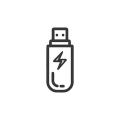 Poster - Stylized USB Flash Drive Icon with Lightning Bolt Symbol in Dark Gray