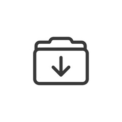 Poster - Download Folder Icon: Simple, Bold Outline with Arrow on White Background