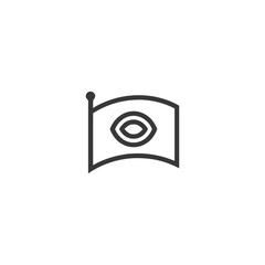 Poster - Minimalist Flag Icon with Eye Symbol, Dark Gray Outline on White Background