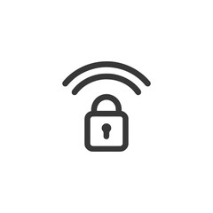 Poster - Smart Lock Icon: Wireless Security Symbol with Bold Lines on White