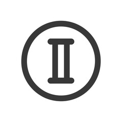Poster - Roman Numeral Two in Dark Gray Circle on White Background, Simple Icon