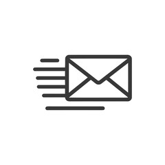 Poster - Fast Delivery: Stylized Mail Icon with Motion Lines on White Background