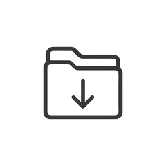 Poster - Minimalist Download Folder Icon: Simple Outline Design on White Background