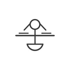 Poster - Minimalist Icon: Abstract Symbol with Circle, Lines, and Semicircle on White Background