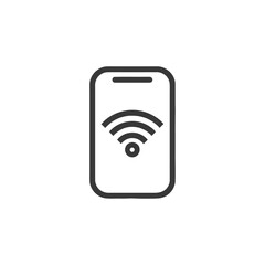 Poster - Smartphone Icon with WiFi Signal, Minimalist Design, Connectivity Concept.
