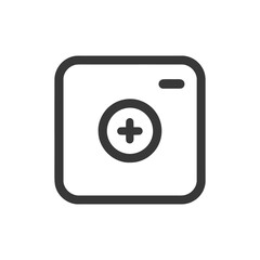 Poster - Add Media Icon: Bold Outline with Plus Sign Symbol