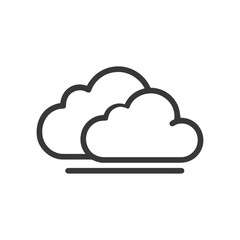 Poster - Minimalist Cloud Icon: Two Clouds with Horizontal Line, Weather Symbol