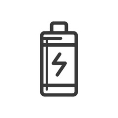 Poster - Minimalist Battery Icon with Lightning Bolt Symbol, Dark Gray
