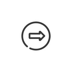 Poster - Simple Right Arrow Icon in Circle, Minimalist Design on White Background
