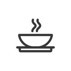 Poster - Minimalist Hot Soup Icon: Steaming Bowl on Plate, Simple Design