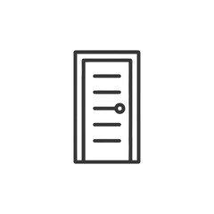 Poster - Minimalist Door Icon: Simple Line Art Illustration on White Background