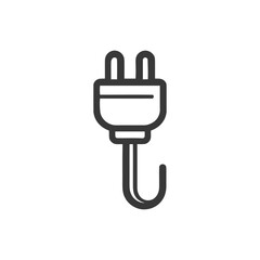 Poster - Minimalist Electrical Plug Icon: Clean Line Art on White Background