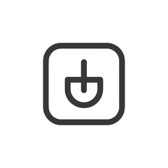 Poster - Minimalist Shovel Icon in Rounded Square, Black on White Background