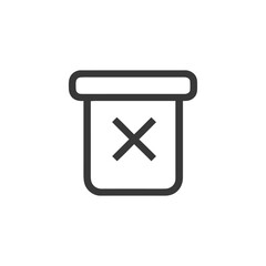 Poster - Delete Icon: Simple Outline of Trash Can with Cross Mark