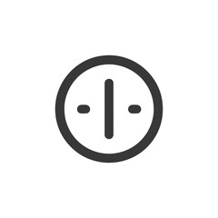 Poster - Minimalist Dark Gray Circle Icon with Vertical Line and Dots on White Background