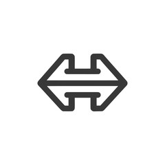 Poster - Abstract Black Arrow Icon Pointing Left and Right on White Background