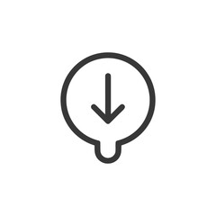 Poster - Minimalist Down Arrow Icon in Circle with Bulb Shape on White Background