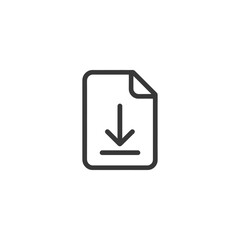 Poster - Minimalist Download Icon: Arrow on Document with Folded Corner