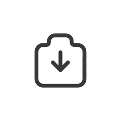 Poster - Download Icon: Simple Graphic Symbol with Arrow and Container Shape on White Background