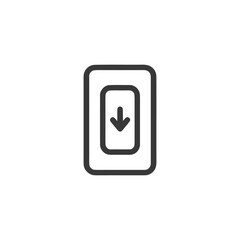 Poster - Simple Down Arrow Icon in Rounded Rectangle Frame, Vector Illustration